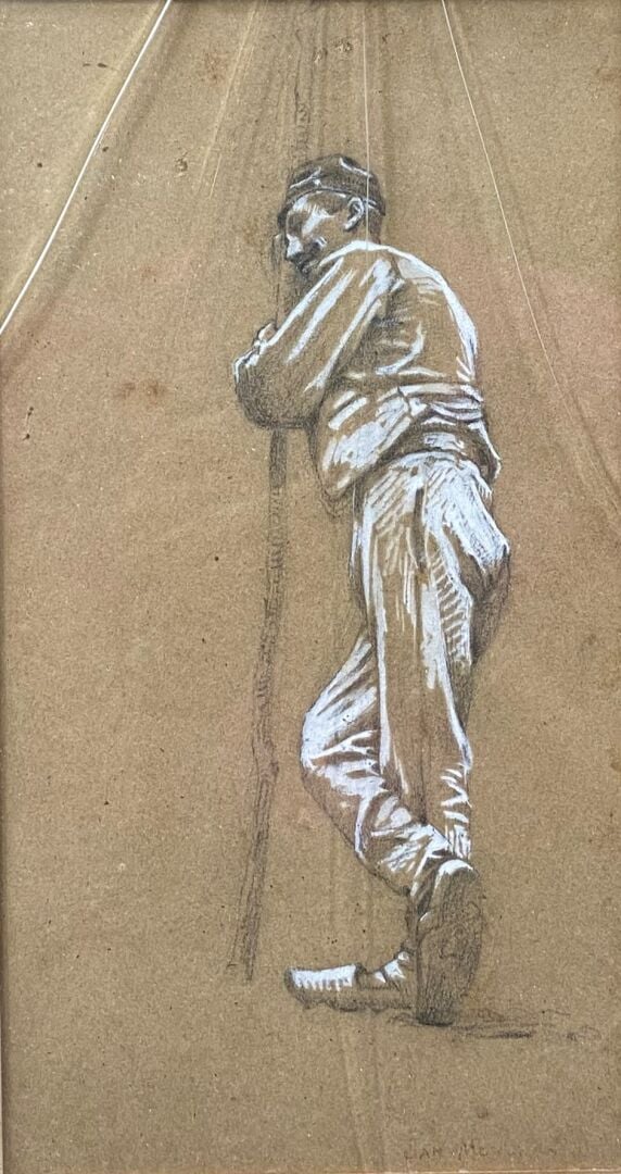 Jan MONCHABLON (1855-1904) - Personnage - Deux dessins au crayon et rehauts de…