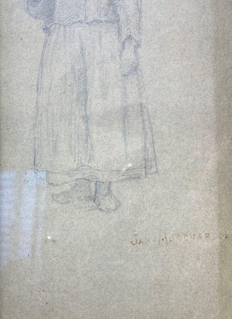 Jan MONCHABLON (1855-1904) - Portrait de paysanne - Crayon et rehauts de blanc…