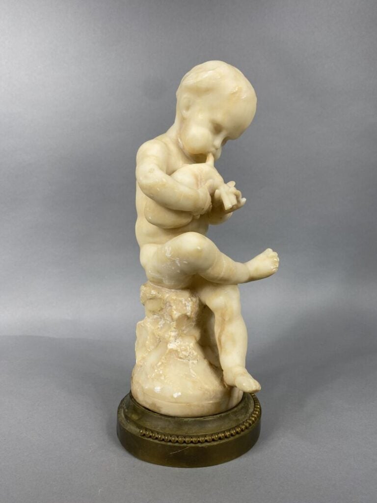 Jean-Baptiste LEBROC (1825-1870), d'après - Sujet en albâtre représentant un en…