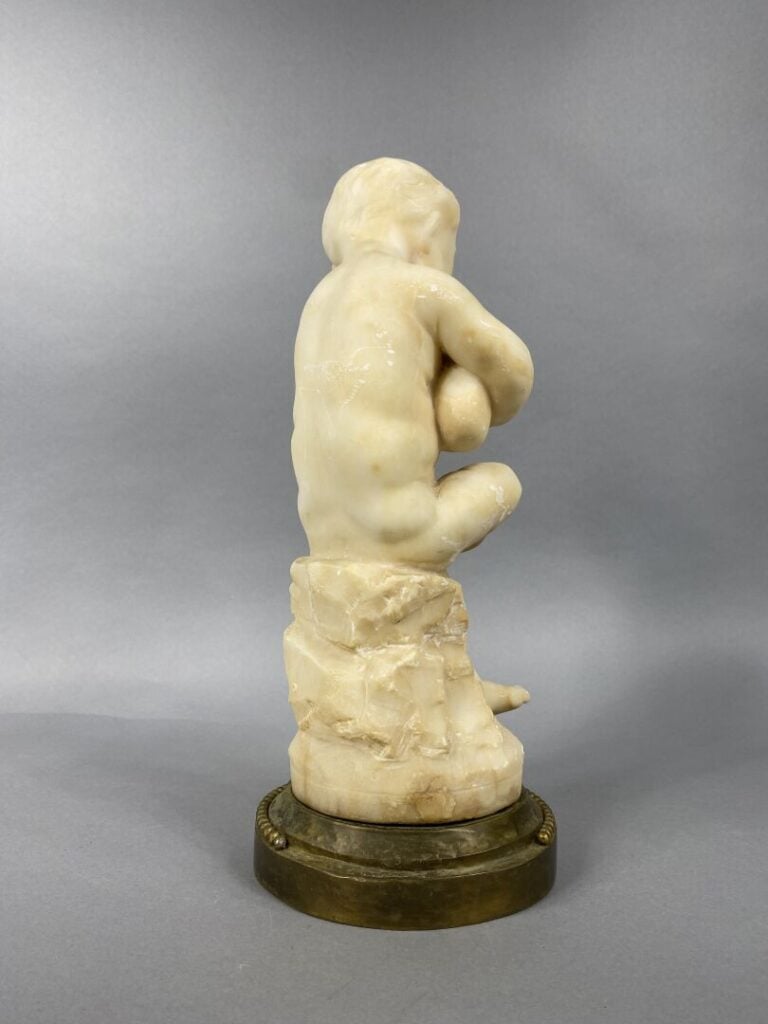Jean-Baptiste LEBROC (1825-1870), d'après - Sujet en albâtre représentant un en…
