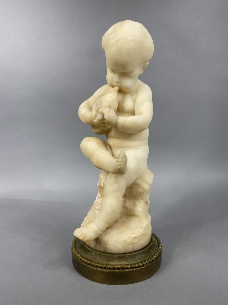 Jean-Baptiste LEBROC (1825-1870), d'après - Sujet en albâtre représentant un en…