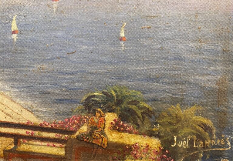 Joël LANDRES (XXe) - Vue de bord de mer - Huile sur toile - Signée en bas à dro…