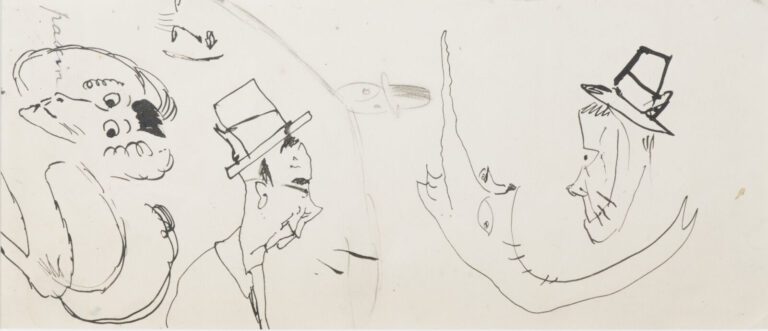 Jules PASCIN (1885-1930) - Étude de têtes, 1915 - Encre sur papier, signée en b…