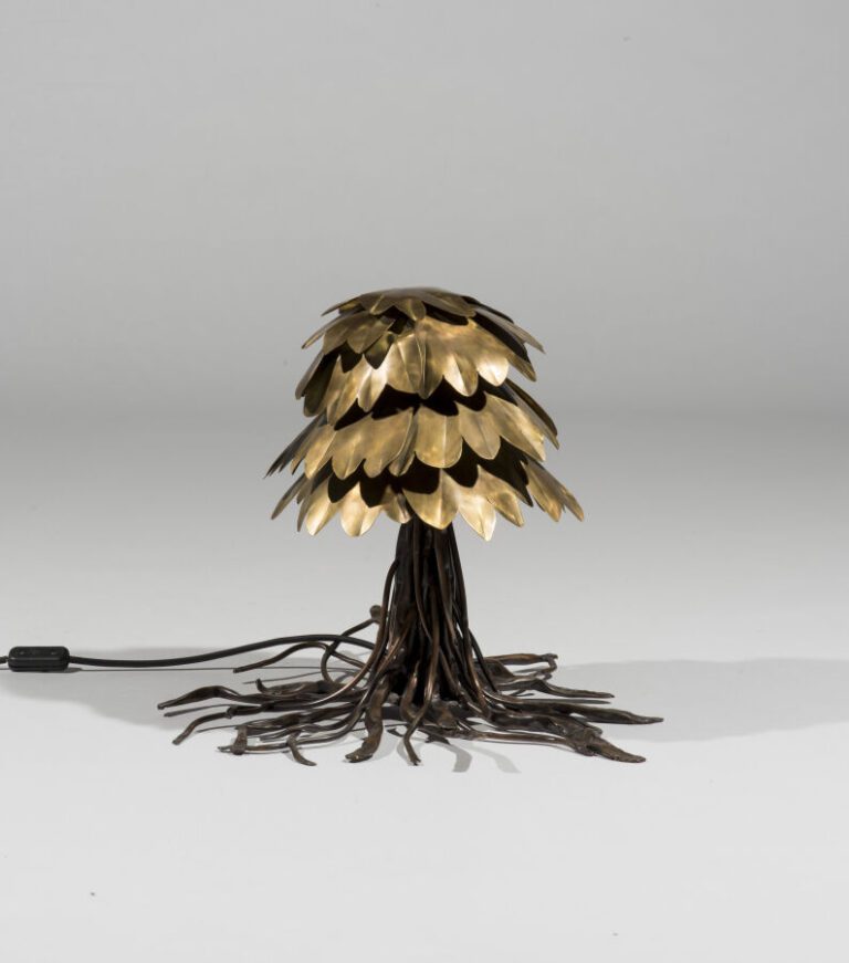 Lampe en laiton en forme d'arbre - H : 40 cm