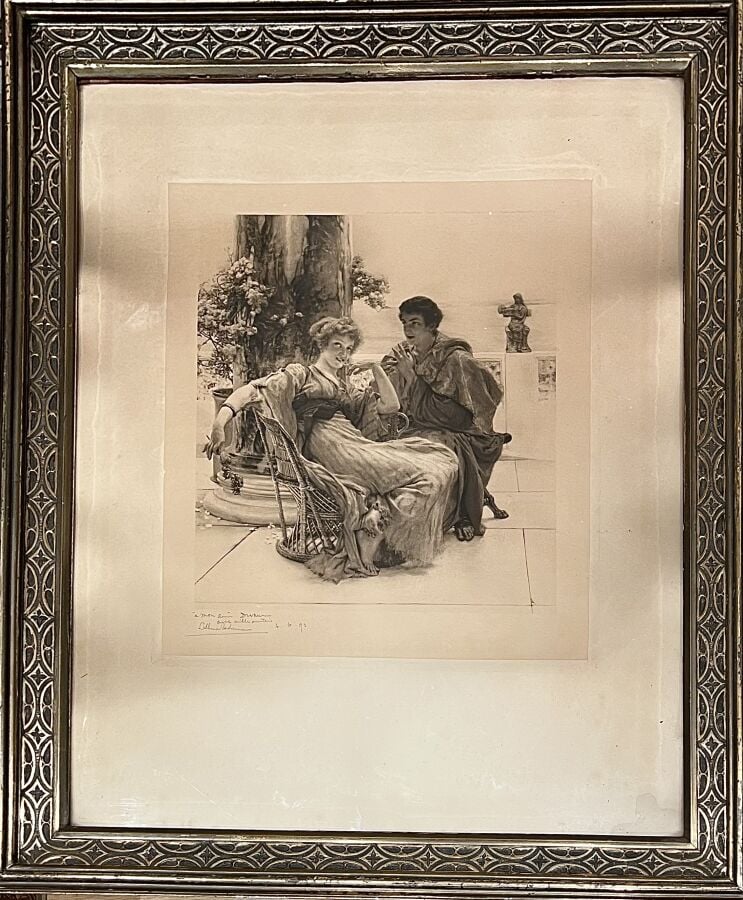 Lawrence Alma-TADEMA - Scène antique, 1893 - Lithographie sur papier, contrecol…