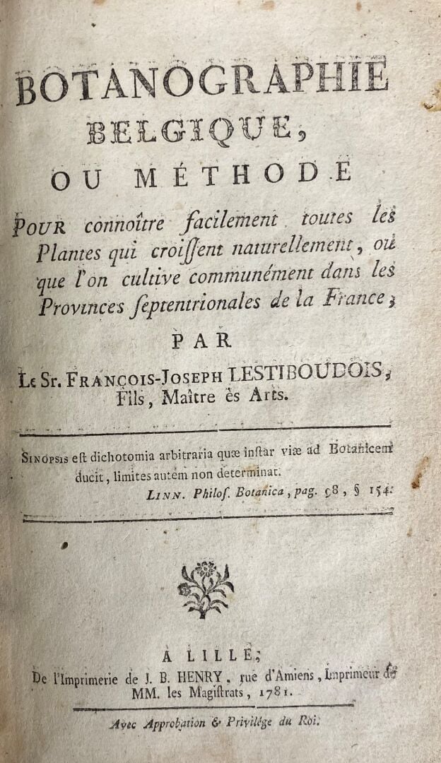 LESTIBOUDOIS (Francois-Joseph) - Botanographie Belgique, ou méthode pour connoî…