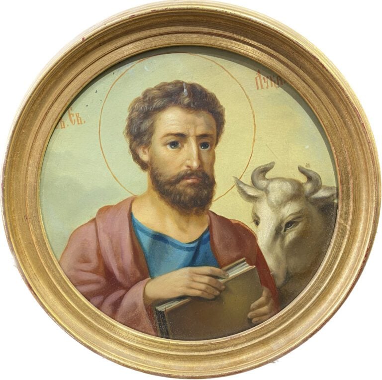 Lot comprenant huile sur panneau ou toile Vierge à l'Enfant, Saint Luc, Vierge…
