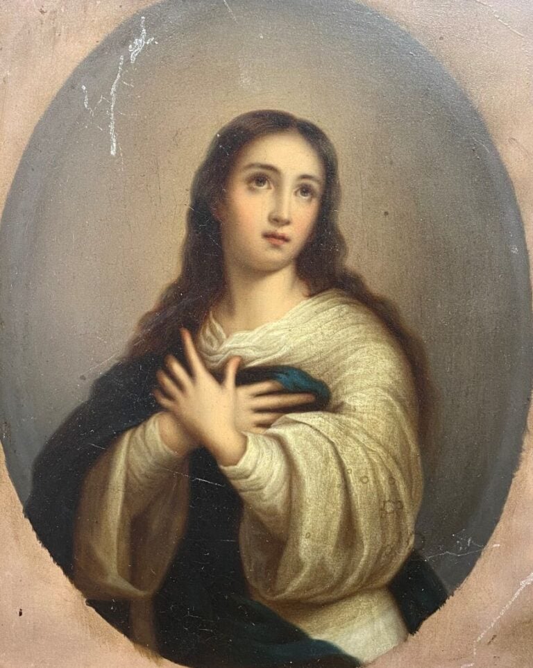 Lot comprenant huile sur panneau ou toile Vierge à l'Enfant, Saint Luc, Vierge…