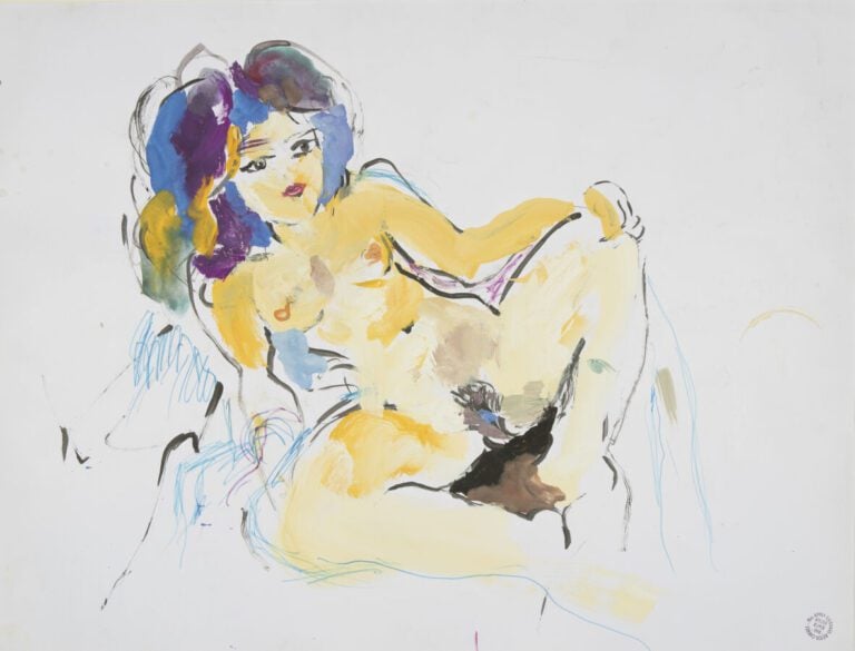 Ludwik KLIMEK (1912-1992 - Nu allongé - Technique mixte sur papier, cachet de l…
