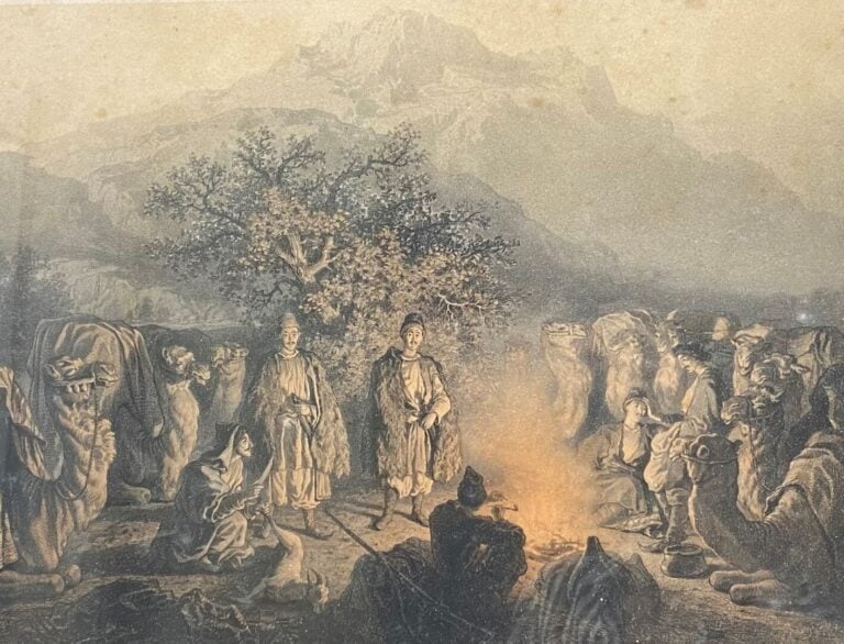 Mannette de pièces encadrées divers, gravure, huile sur toile représentant des…