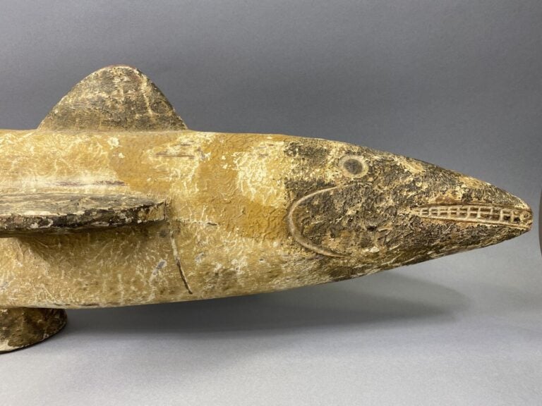 Masque cimier représentant un poisson capitaine - Bois et peinture écaillée - P…