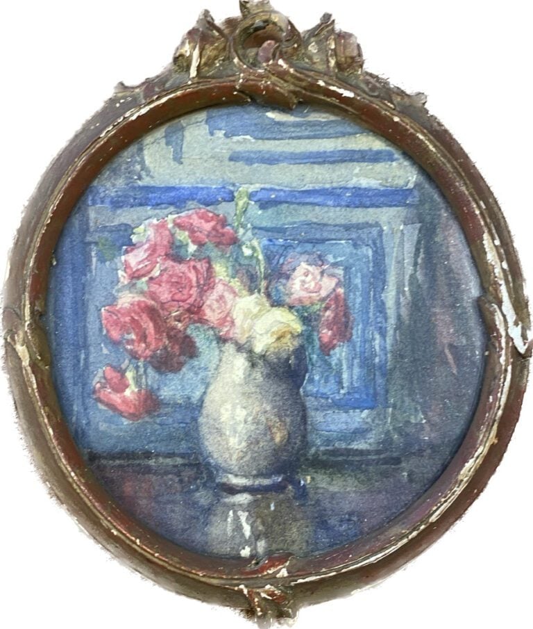 Miroir en bois et composition doré à décor de rocaille - Style Louis XV - H : 4…
