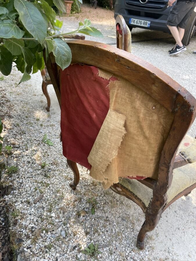 Mobilier de salon tapisserie aux points en bois naturel comprenant une paire de…