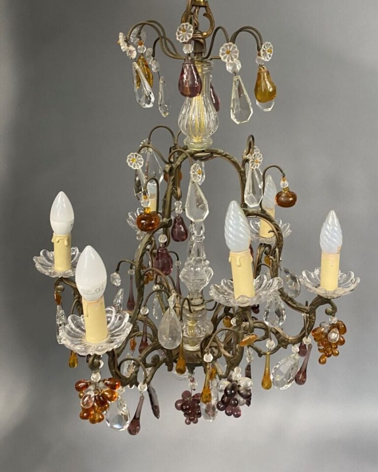 MURANO - Lustre orné de pampilles en verre coloré - H : 73 cm