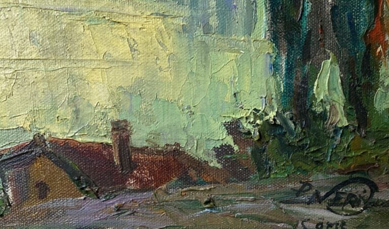 Paul NERI (1910-1965) - Barque sur un fleuve dans un paysage montagneux - Huile…