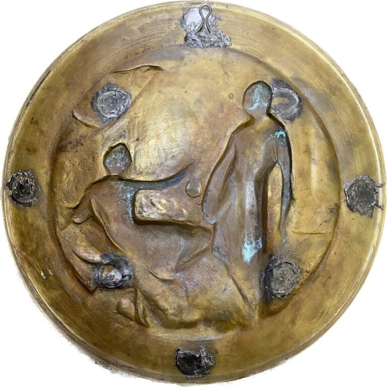 Plat circulaire en bronze "Herodias" - Diamètre : 41 cm