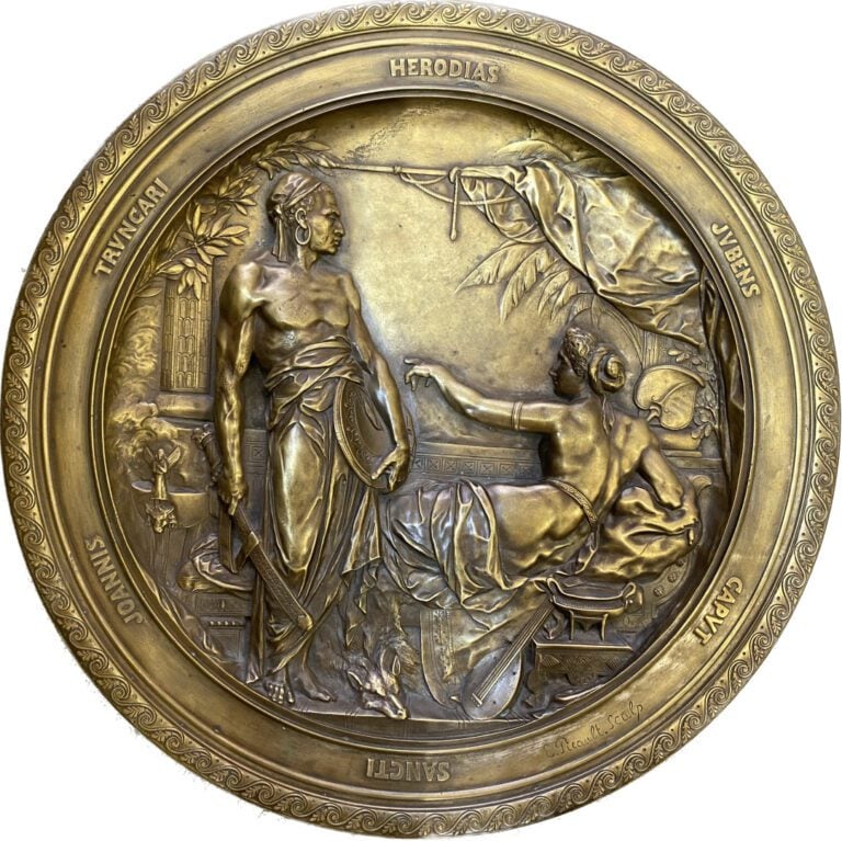 Plat circulaire en bronze "Herodias" - Diamètre : 41 cm