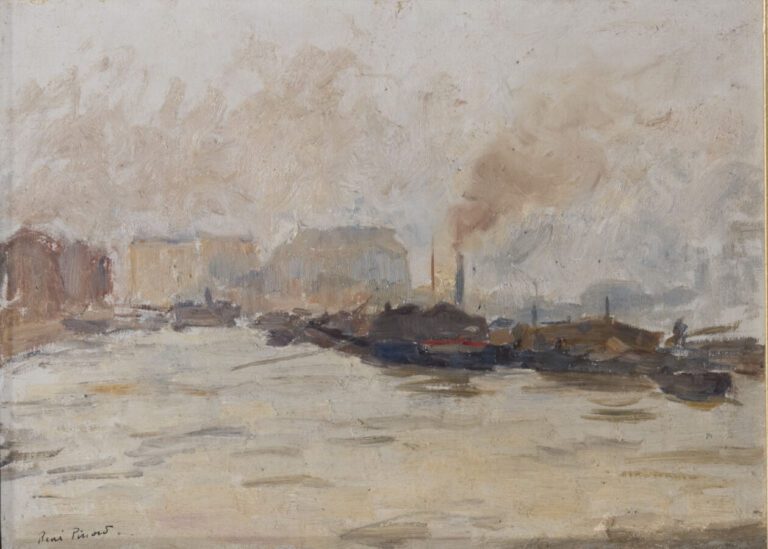 René Pinard (1883-1938) - Vue de port - Huile sur panneau, sbg - 29 x 38 cm