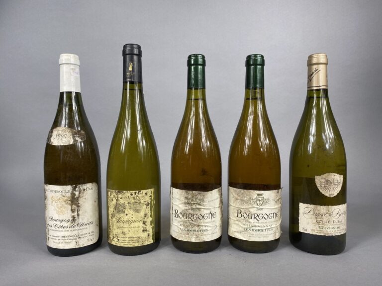 Sauvignon et Bougogne - Ensemble de cinq bouteilles comprenant : - - Bougogne,…