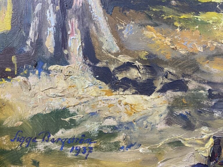 Sigge BERGSTRÖM (1880-1975) - Bord de lac - Huile sur isorel - Signé en bas à g…