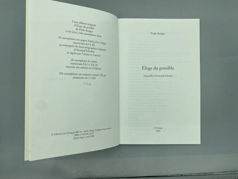 STOPPA Paule - SCHOLTES Armand - Eloge du possible. - Vence, Editions de l'Orma…