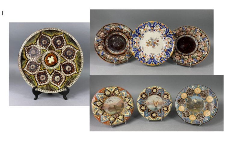 SUISSE, Manufacture de Thoune - Ensemble comprenant un plat et des assiettes à…