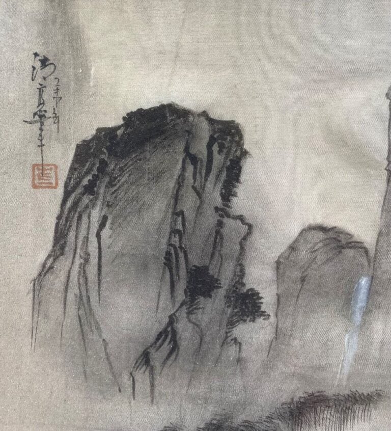 Vietnam / Chine - Ensemble de deux peintures sur soie représentant des cavalier…