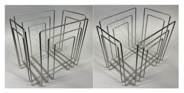 Willi GLAESER (1940-2015) - Paire de porte-revues en métal chromé - 34 x 38 x 3…
