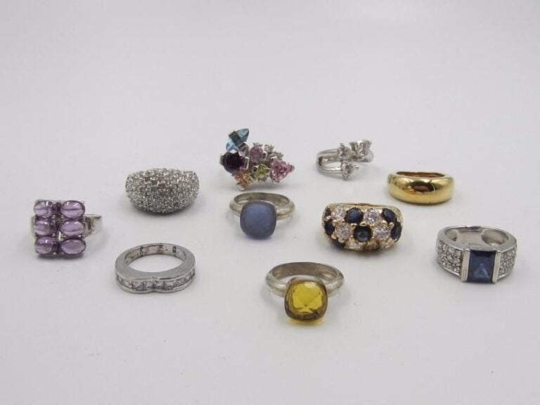 10 bagues en argent 925 ‰, taille 50
