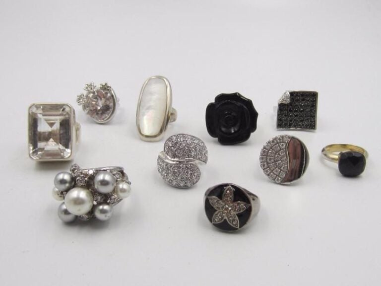 10 bagues en argent 925 ‰, taille 50