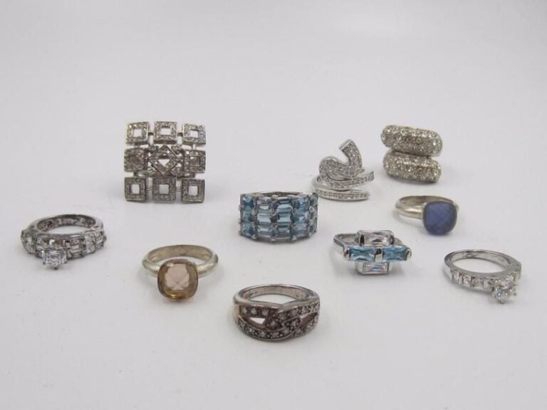 10 bagues en argent 925 ‰, taille 52