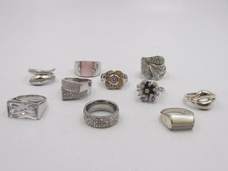 10 bagues en argent 925 ‰, taille 58