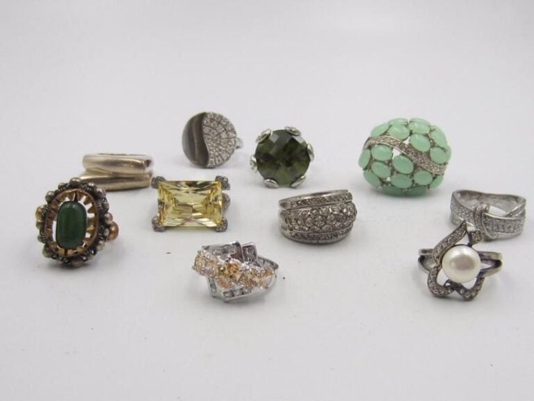 10 bagues en argent 925 ‰, taille 58