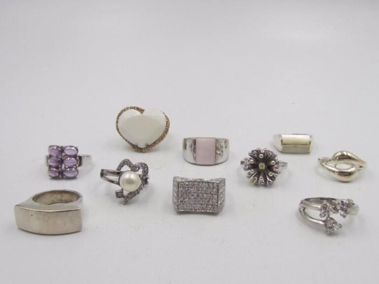 10 bagues en argent 925 ‰, taille 58