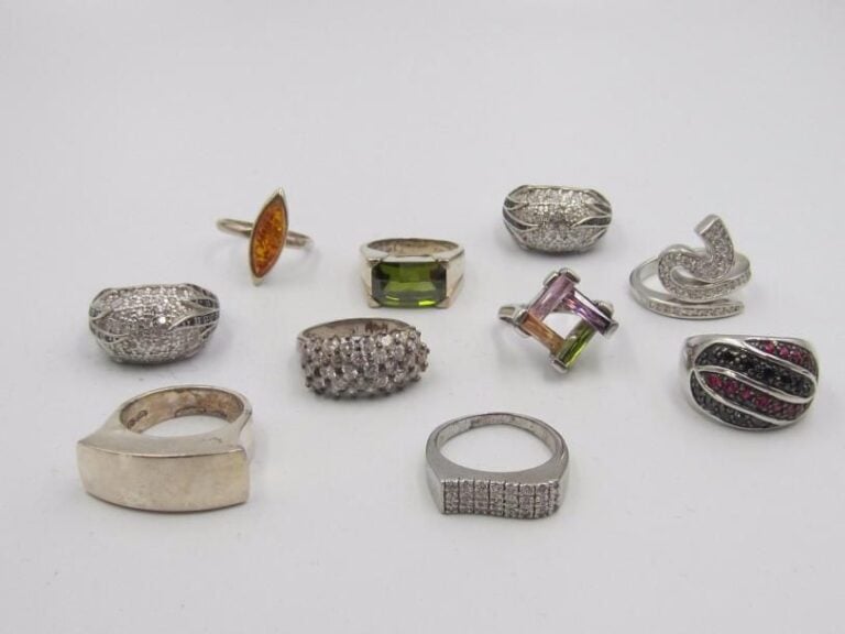 10 bagues en argent 925 ‰, taille 60