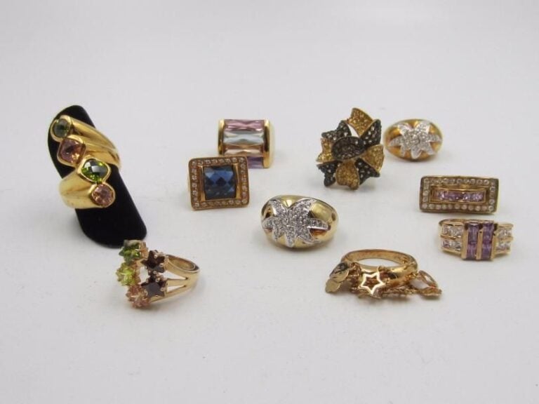 10 bagues plaqué or taille 52