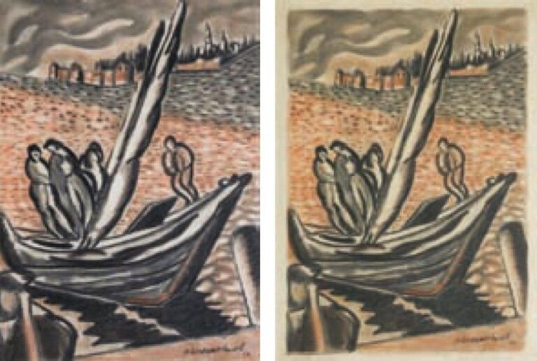 2 Oeuvres : Venice (1930) Pastel sur papier Signée, situé en polonais et daté en bas à gauche 46 x 34 cm (à vue) Venice - Cimitero S