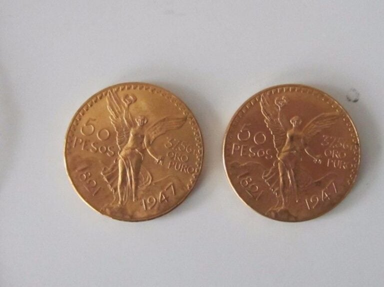 2 pièces de 50 pesos or