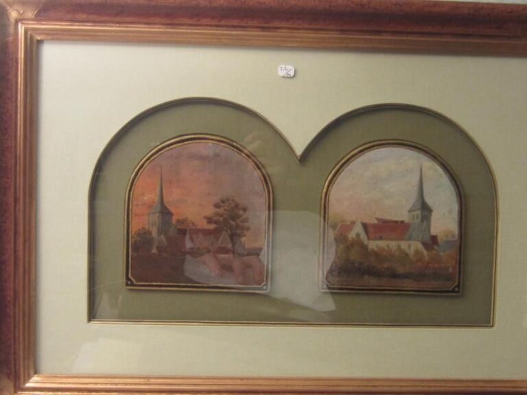 2 vues d’Eglise peinte dans un même encadrement