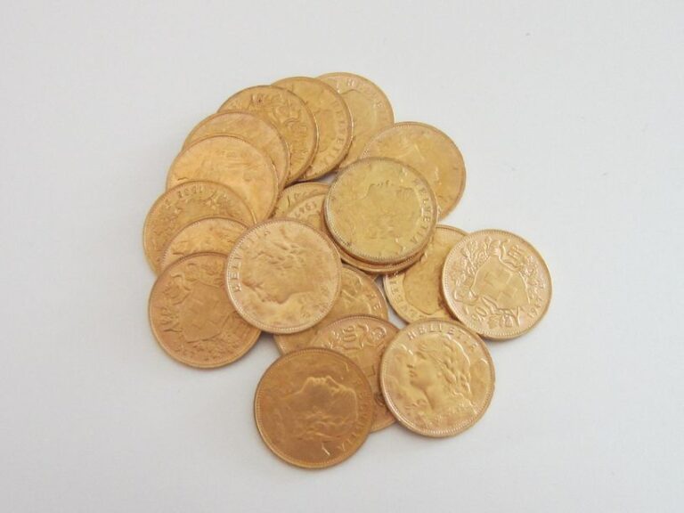 20 pièces de 20 francs suisses or «Vrénéli»