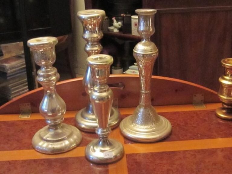 4 bougeoirs en verre mercurisé