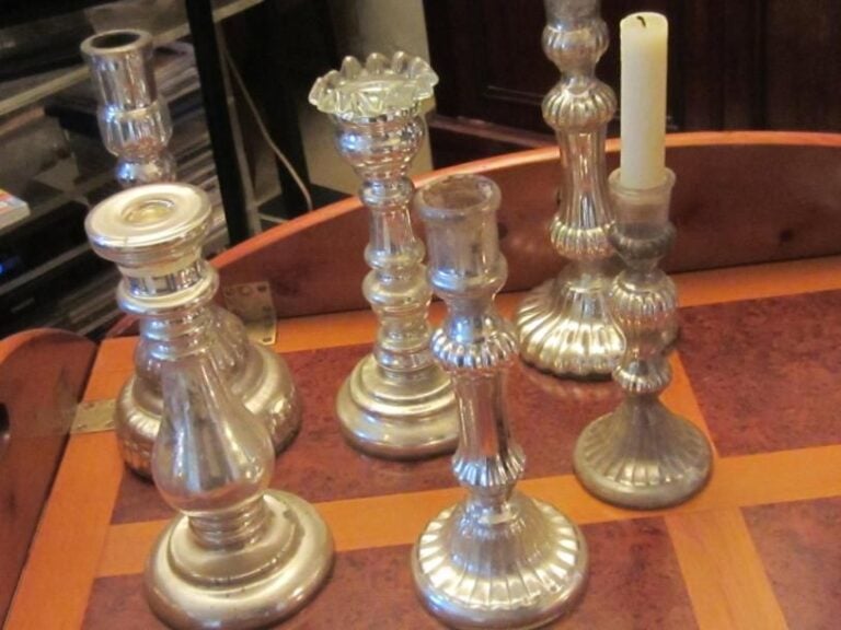 6 bougeoirs en verre mercurisé