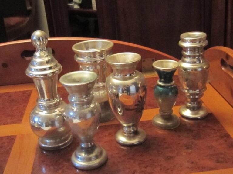6 petits vases en verre mercurisé
