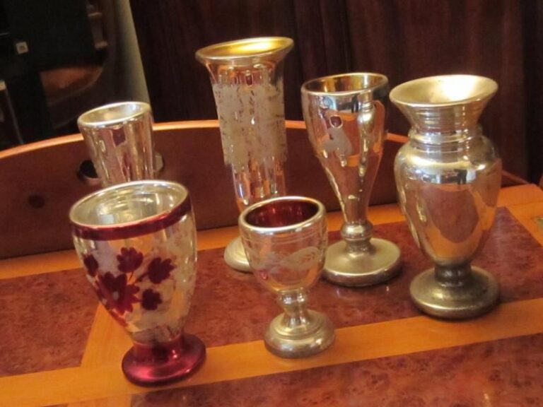 6 vases en verre mercurisé