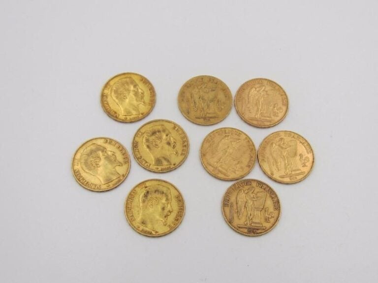 9  pièces de 20 francs or