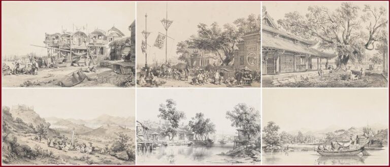 ACCUMULATION DE SEPT (7) LITHOGRAPHIES ISSUES DE L'OUVRAGE " LA CHINE ET LES CHINOIS " D'AUGUSTE BORGET (1809-1877)