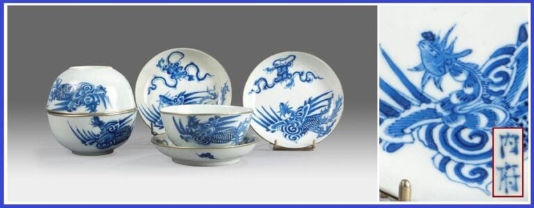 ACCUMULATION DE SIX (6) PORCELAINES DITES BLEU DE HUÊ, NEI FU / N?I PH? / ??