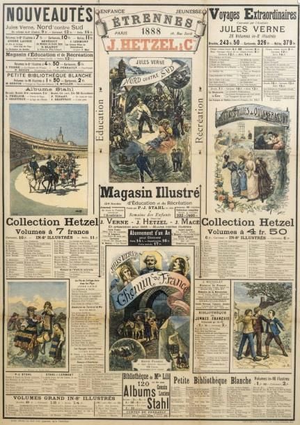 Affiche Hetzel pour les Étrennes 1888 dite «aux six gravures