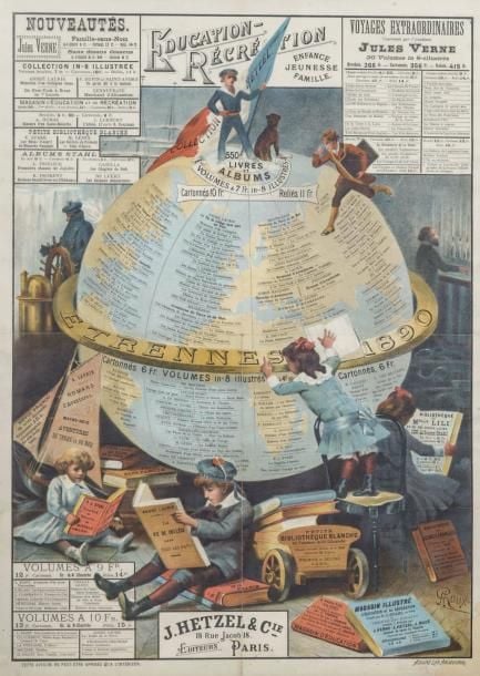 Affiche Hetzel pour les Étrennes 1890 dite «au Globe terrestre