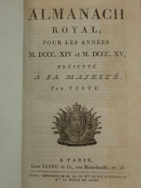 Almanach Royal, pour les années